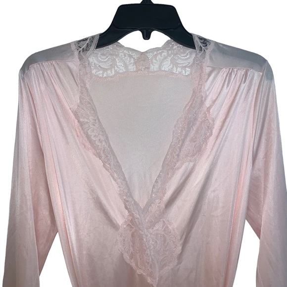 Vintage Olga Erteszek Pink Floral Lace Robe With Belt Size Medium Style 94250 - Picture 3 of 12